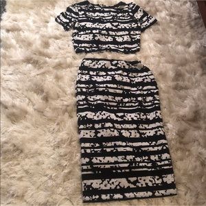 Black and white two piece midi skirt